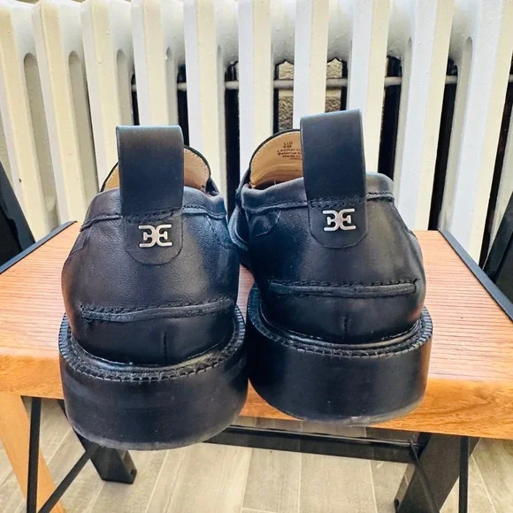 Sam Edelman Caylia Black Leather Tassel Loafers Size 8 Lug Sole Flats - Picture 9 of 11